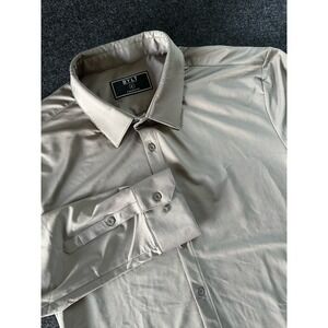 BYLT Premium Basics Shirt Mens XL Lux Long Sleeve Button Up Stretch Gray *Flawed